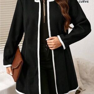 Black Women's Coat with White Trim